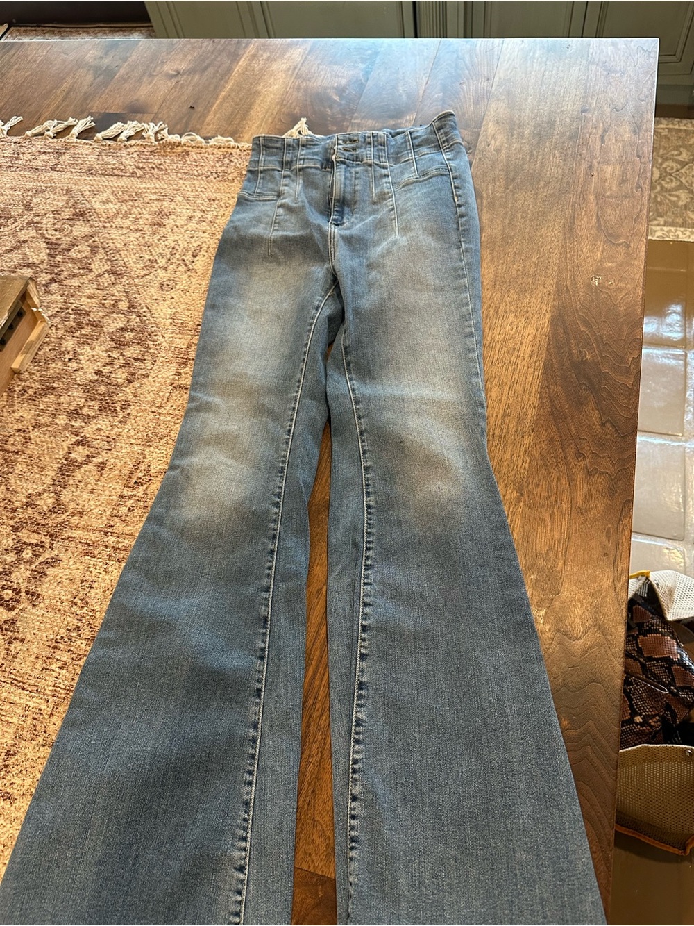 We The Free Free People Flare Jeans 28 High Rise Raw Hem Boho